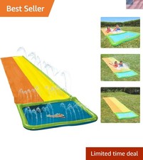 18ft Double Lanes Water Slide with Splash Pool Area  Inflatable Boogie Boards