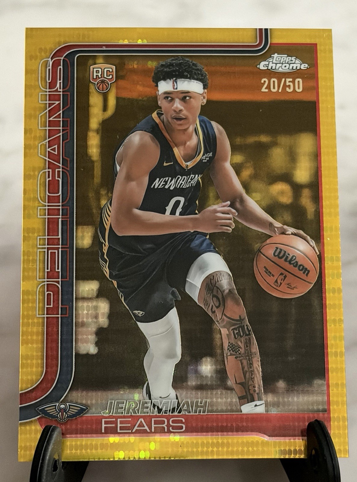 2025-26 Topps Chrome Basketball Jeremiah Fears Gold Wave /50 (RC) #257