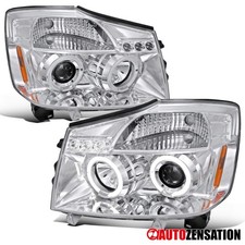 Fit 2004-2015 Titan 04-07 Armada Led Halo Projector Headlights Lamps Leftright