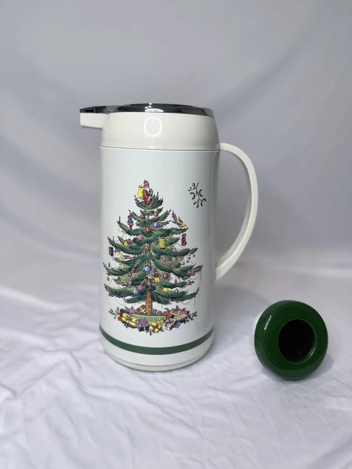 Vintage Spode Christmas Tree Thermal Carafe Thermos Pot  Coffee Tea Hot Water - Image 3 of 4