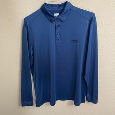 Callaway Men's Opti Dri Long Sleeve Golf Polo Shirt Blue Striped Size Large