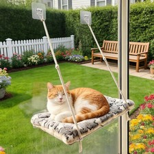 Cat Window Perch Foldable Hammock Bed Adhesive Hooks Metal Frame Cushion 30lb
