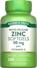 Zinc 50mg with Vitamin C  200 Softgels  Non-GMO  by Nature's Truth