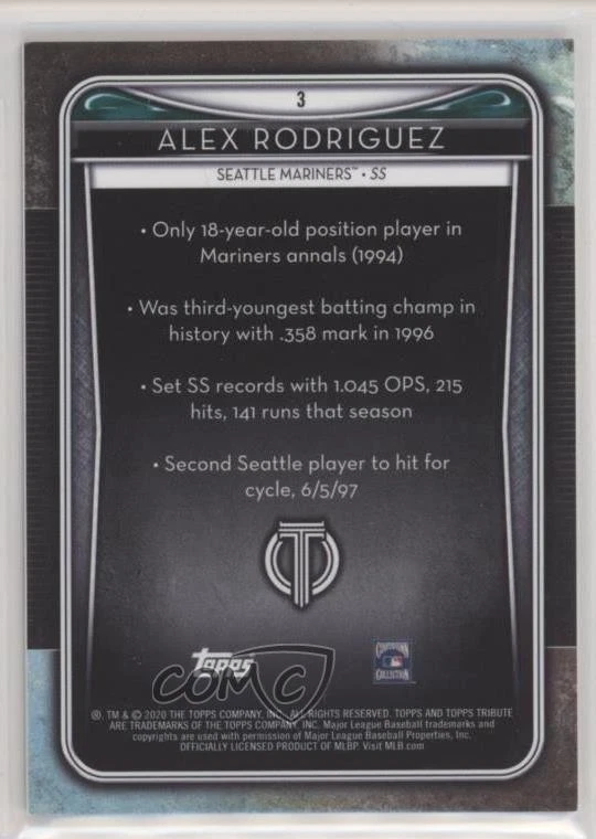 2020 Topps Tribute Alex Rodriguez #3 - Image 2 of 2