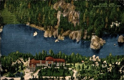 1948 Sylvan Lake Lodge Black Hills SD Linen Postcard The Needles Rocks View