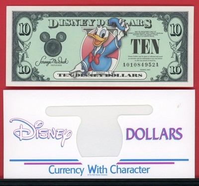 Disney Dollar - Donald Duck 10 $ - ''A'' Serie 2003 + Umschlag: Disneyland