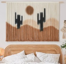 Large Macrame Wall Hanging Macrame Wall Decor 57" W x 35" L Desert Cactus Tie...