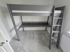 Grey High Sleeper Bed with Desk Excellent Condition