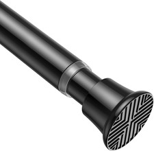 Black Adjustable Tension Shower Curtain Rod, 31-77 Inch Spring No Drill Stainles