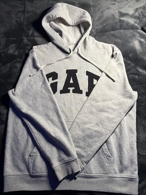 GAP Heritage Logo Hoodie Light Heather Gray Soft Pullover Sweatshirt Men's sz M