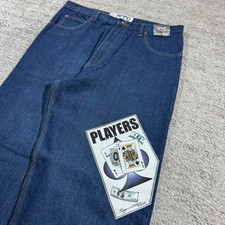 NWT Baggy Wide Leg Y2K 2000 s Loose Embellished Printed Skater NYC Denim Jeans.