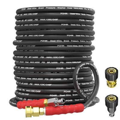 #ad 50ft Pressure Washer Hose 4500PSI 3 8 Inch Power Washing Hose Steel Wire Bra... $117.84