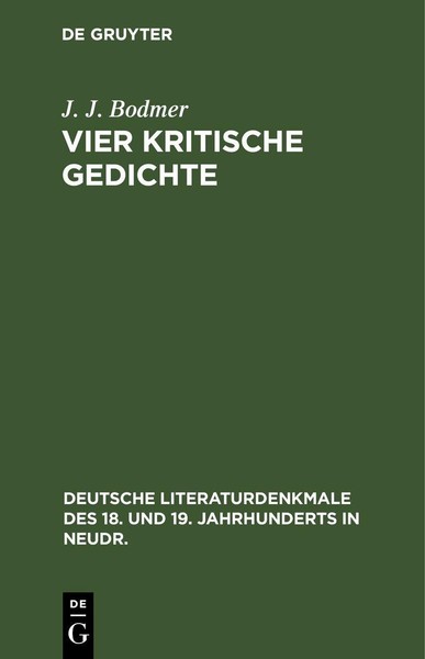 Vier Kritische Gedichte J. J. Bodmer-image
