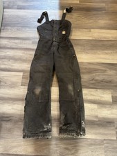 Carhartt Insulated Duck Bib Overalls Womens 6x32 Black WR027 BLK Thigh Zip Warm