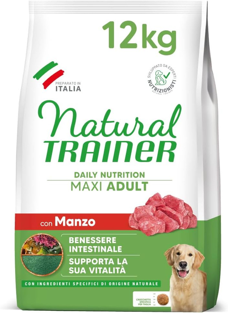 Cibo Cani Maxi Adult con Manzo 12kg - Natural Trainer Alta Qualità