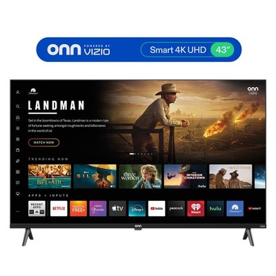 Onn 43'' Class 4K UHD Smart TV Powered by VIZIO, Dolby Vision HDR, DTS:X Audio,