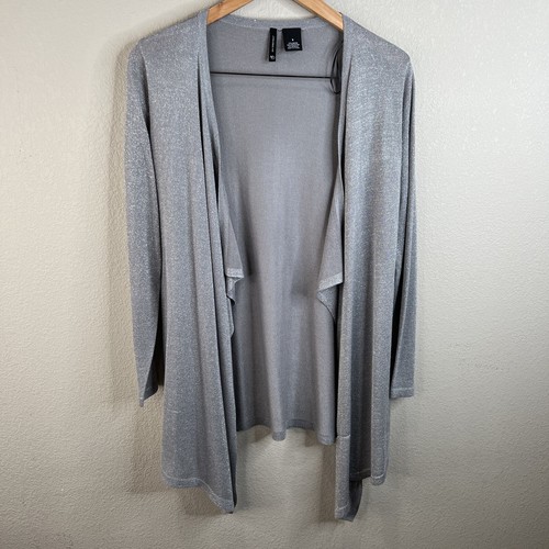 New Directions Silver Metallic Women Small Cardigan Shimmer Holiday