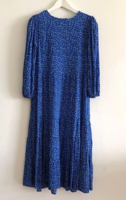 Long Sleeve Zara Spot Print Dress ZARA Navy Blue Spot Polka Dot