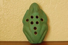 Brilliant Antique Roseville Pottery Early Carnelian Large Frog Flower Frog Green