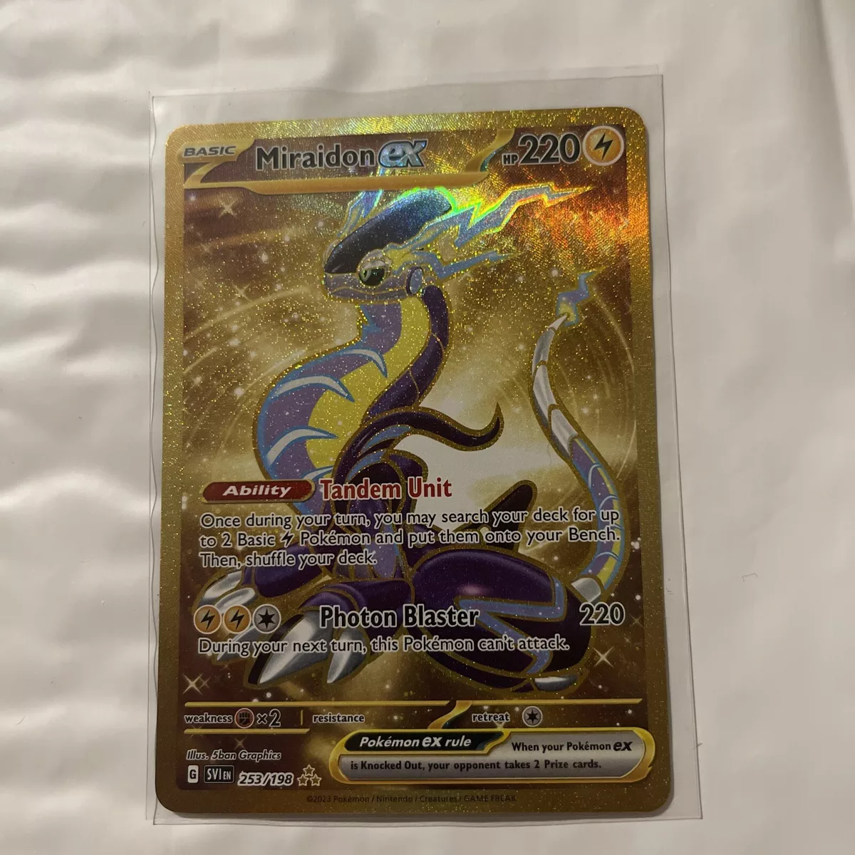 Pokemon - Miraidon ex 253/198 - Scarlet & Violet - Secret Rare - Gold Holo  Foil