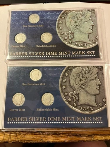 2-Barber Silver Dime Mint Mark Sets of 3 #22094sh