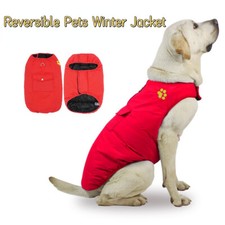 Reversible Pet Clothes Winter Warm Jacket Puppy Outdoor Outfit Adjustable