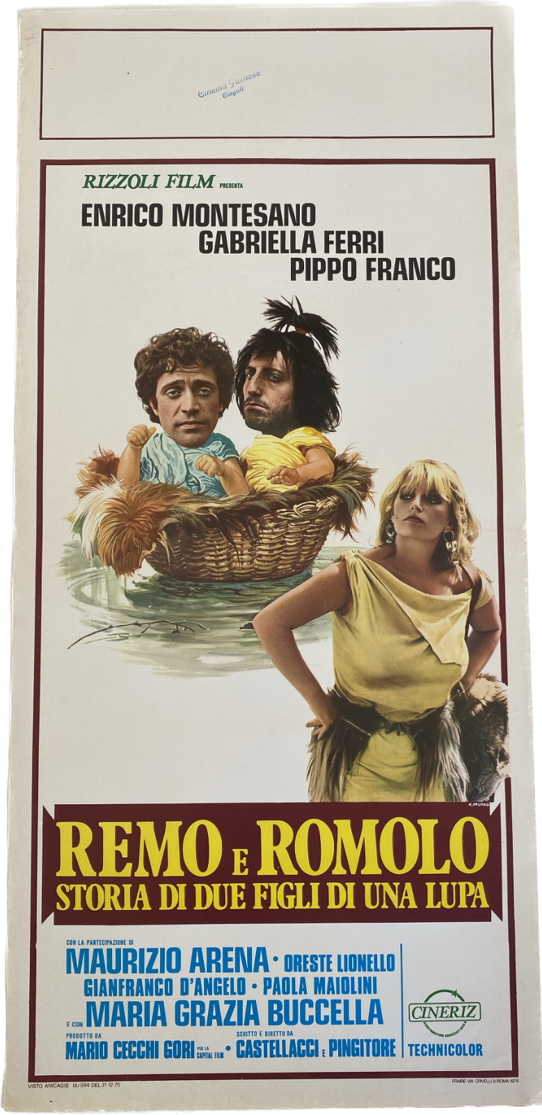 Locandina originale film Remo e Romolo - Storia di due figli di una lupa (1976) - Regia di Mario Castellacci, Pier Francesco Pingitore