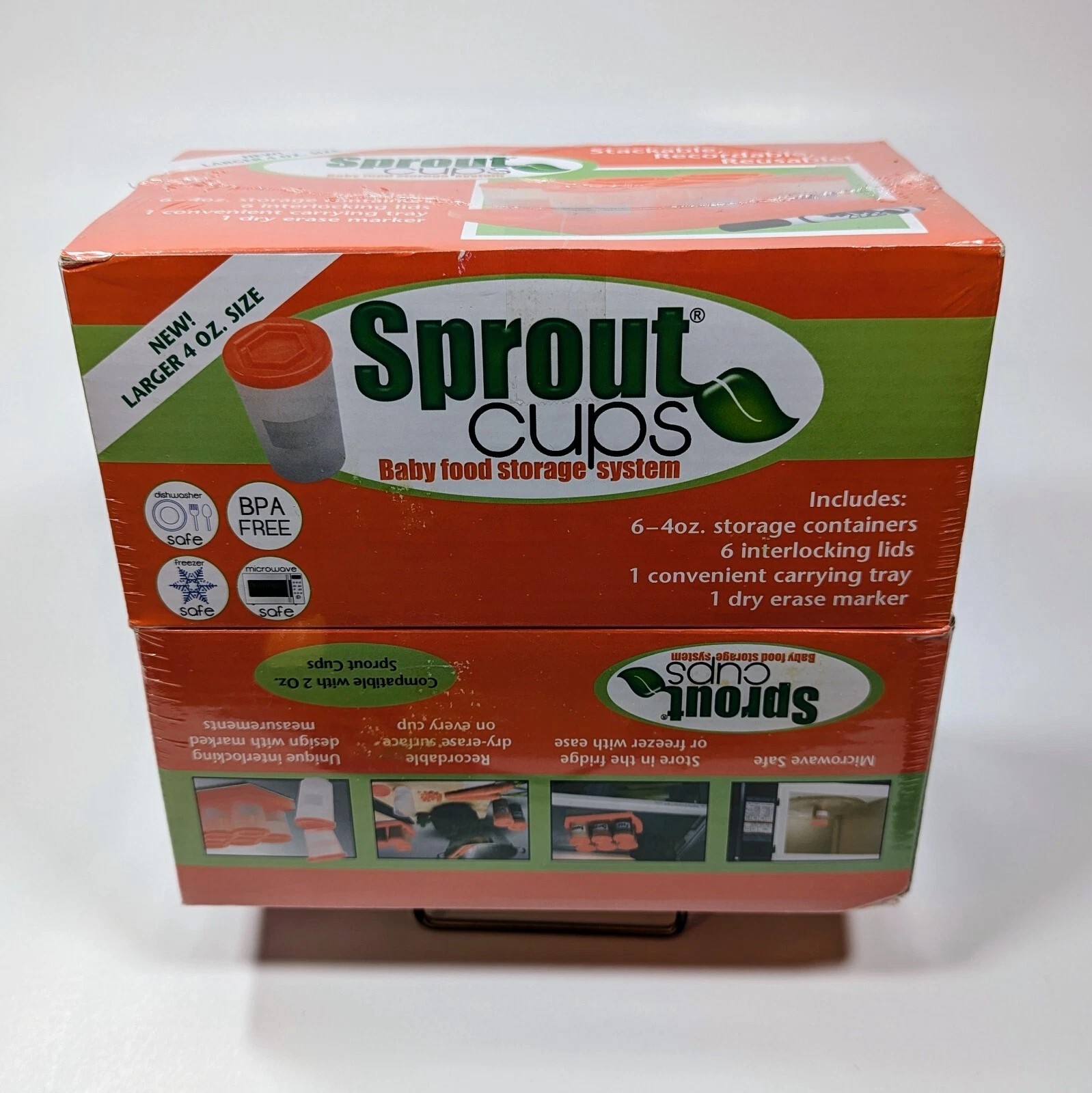 Sprout Cups 2-Pack, Baby Food Storage Stack Freeze 4 Oz. Storage Cups (6)
Opens in a new window or t