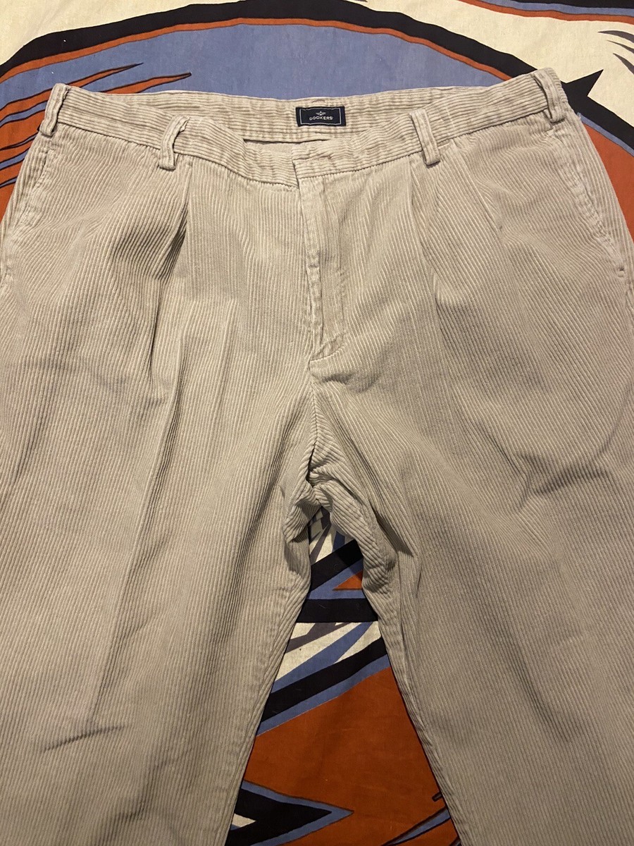 Vintage Dockers Corduroy Pants Mens 40x30 Khaki Pleated Baggy