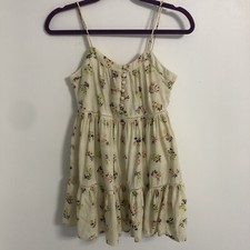 URBAN OUTFITTERS Floral Print Strap Spaghetti Button Ruffled Mini Dress Size XS
