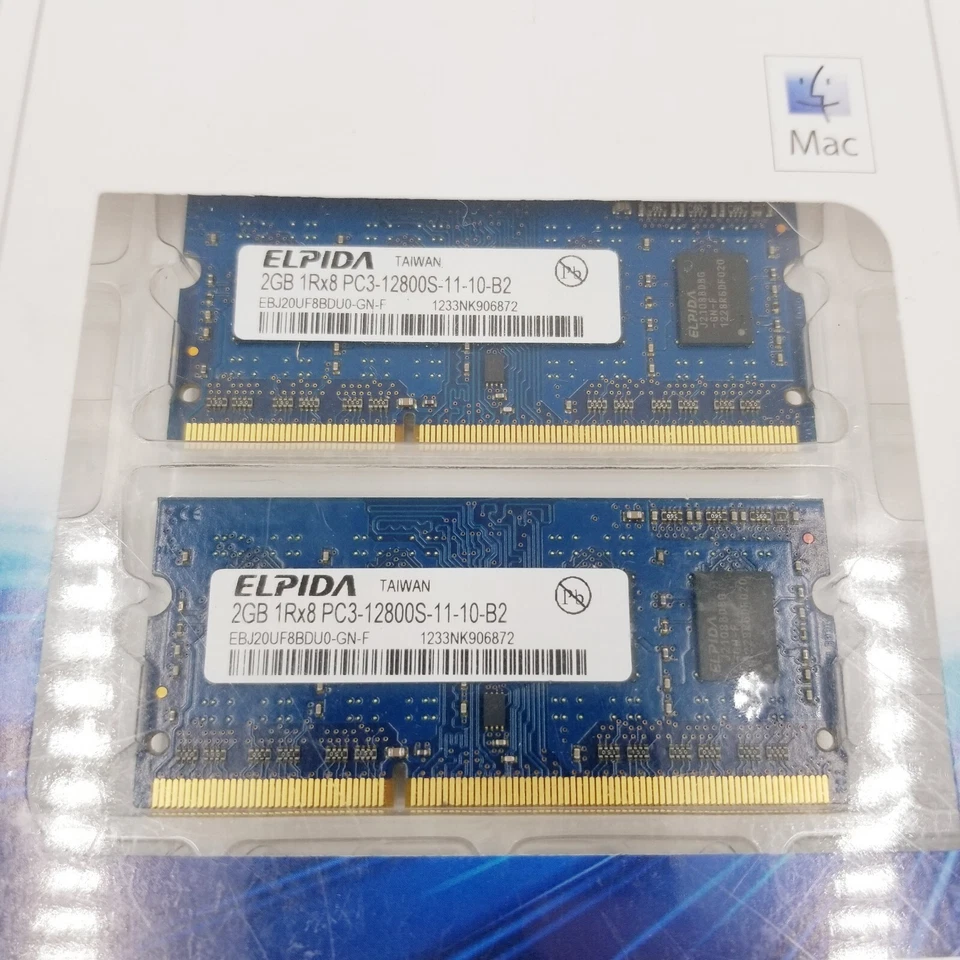 Elpida 4 GB (2 x 2GB) 1Rx8 PC3-12800S-11-10-B2 DDR3 Mac Laptop Memory - Image 2 of 4