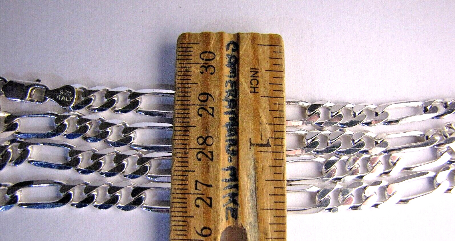 Solid Sterling Silver Figaro Necklace Vintage 925… - image 3