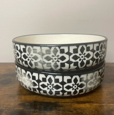 Crate & Barrel Paros Bowls Set Of 2 Glazed Terracota Sold In UAE