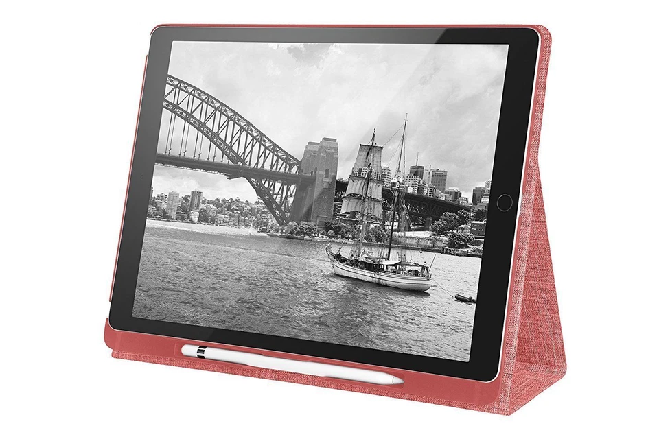 STM Atlas Lightweight Flip Folio Protective Case for 9.7 iPad Pro - Red - Image 3 of 4