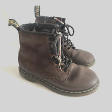Dr Martens Little Kid Youth Sz 11 M Brown Leather 8 Eye Zip Comfort Ankle Boots