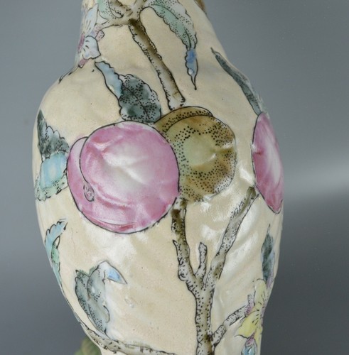 WBI Parrot Ceramic Hand-Painted Flower Bird Pottery Sculpture White Floral Plum - Picture 2 of 12