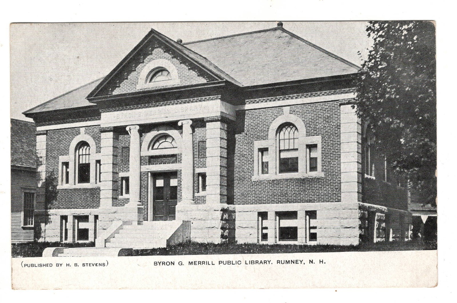 Postcard Byron G Merrill Public Library Rumney New Hampshire 1909