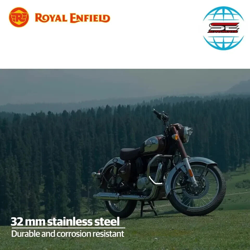 ROYAL ENFIELD CLASSIC/METEOR/350 SILVER OCTAGON ENGINE GUARD & DELUXE