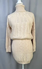 NWT Lulus Cream Cable Knit Sweater Mini Skirt Set Stretchy Elastic Waist Sz S