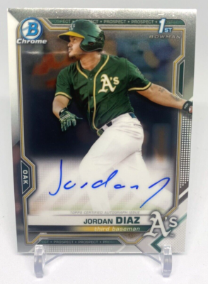 2021 Bowman Chrome Jordan Diaz Auto #CPA-JDI - Oakland Athletics 🟢🟡 (MP)