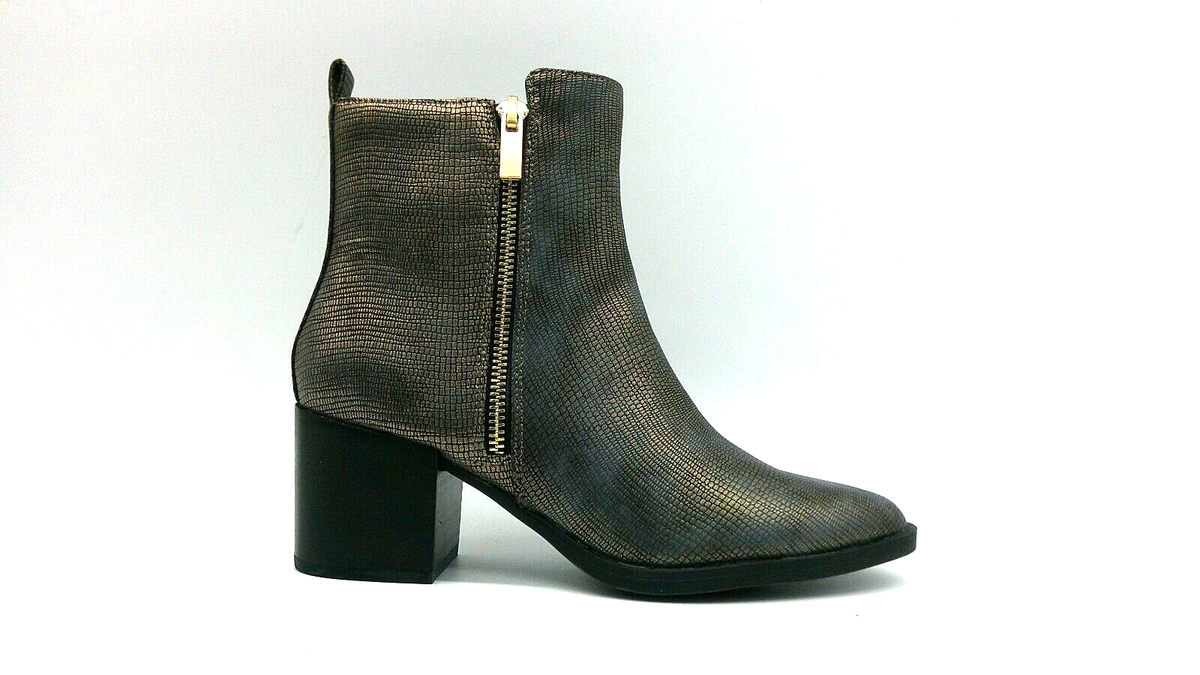 Madden Girl Winwood Metallic Ankle Boots Size M Gold Zipper - Main Image