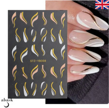 Nail Art Stickers Self-adhesive Gold Colourful Wavy Stripe Nail Art Stickers