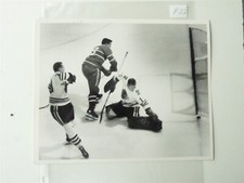 1962 NHL HOCKEY ORIGINAL PHOTO 8X10 GLENN HALL CHICAGO VS BILL HICKE MONTREAL