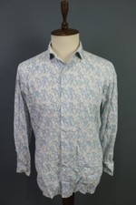 Ted Baker Endurance Luxury Floral Blue Button Down Dress Shirt Size 34