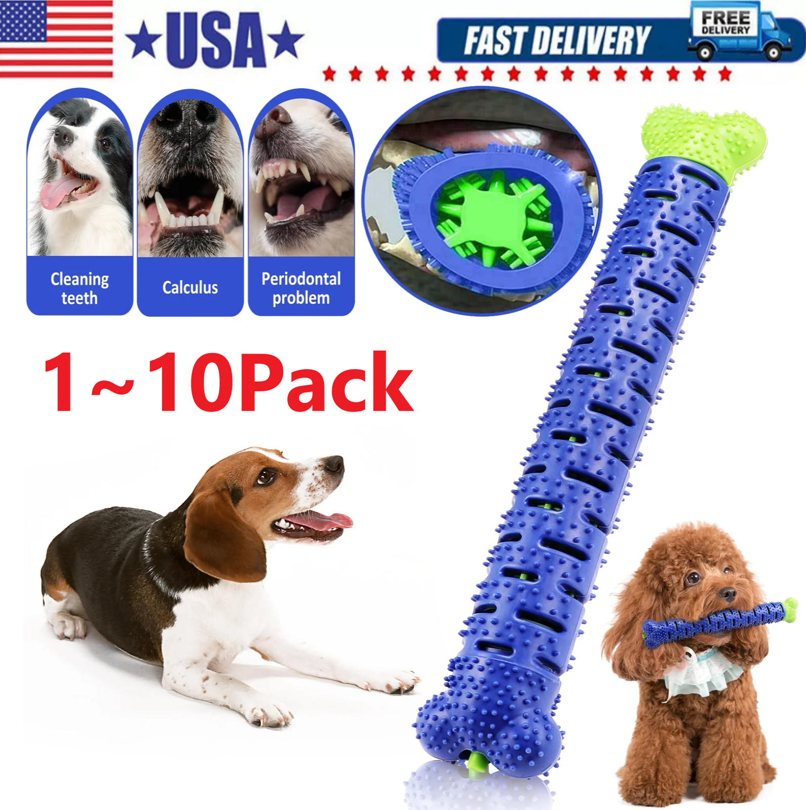 Chew Toy Dog Puppy Toothbrush Molar Tooth Cleaning Doggy Brushing Instrument Lot