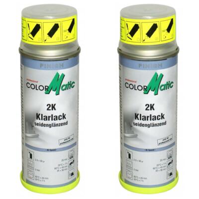 2 x Colormatic 2K Klarlack 200 ml seidenglanz 231650 Lackspray kratzfest