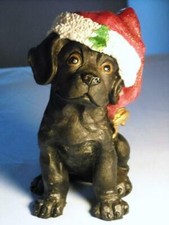 Black Lab Puppy Dog Christmas Figurine Resin - Great Condition  Oh, So Cute 