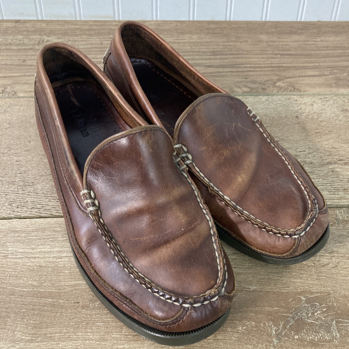 はなち様 LL Bean Men's Size 8.5 D Casco Bay Mocs Brown Leather Mule