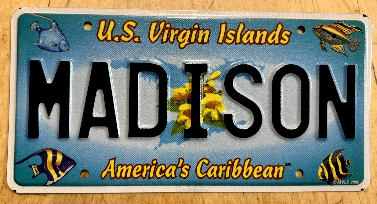 U.S. VIRGIN ISLANDS GRAPHIC VANITY LICENSE PLATE 
