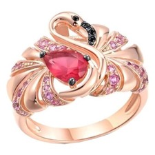 1Ct Pear Ruby Pink Diamond Flamingo Anniversary Ring 14k Rose Gold Over Size L-T